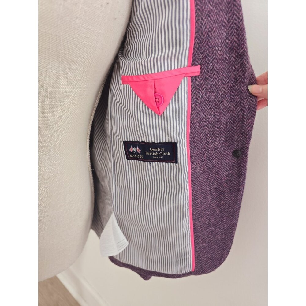 J. Crew Parke Wool Purple Herringbone Womens 2 Pc Suit Set Blazer Pants 6 S - Picture 8 of 12